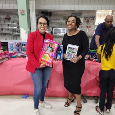 Mrs. Green with school board member Ms. Santos